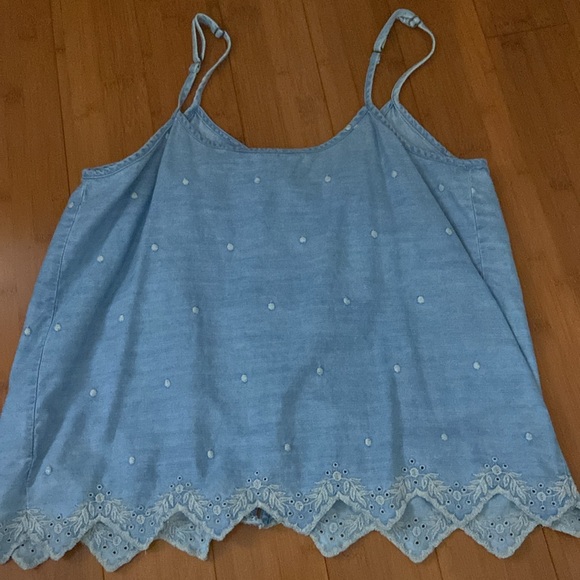Lauren Conrad blue tank top with lace detailing - Picture 2 of 3
